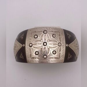 Berber tribal sterling horn cuff bracelet